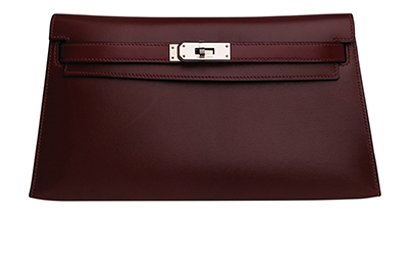 Hermes Kelly Longue Clutch in Box Burgundy, front view
